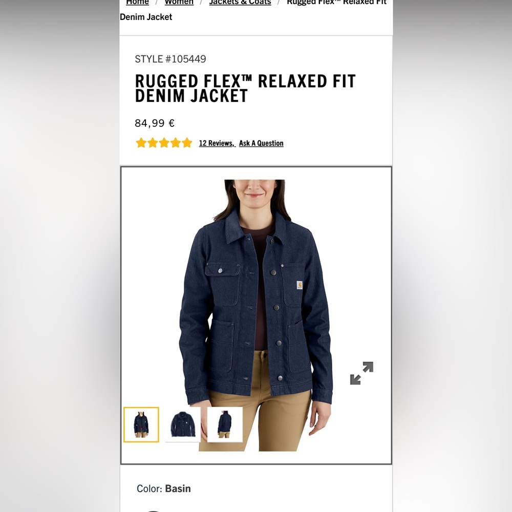Carhartt Women's Dark Blue Jean Jacket